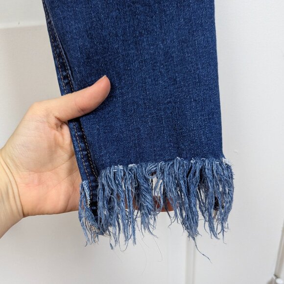 Free People | Blue Distressed Skinny Jeans Frayed Hem Size W27 - Picture 5 of 11